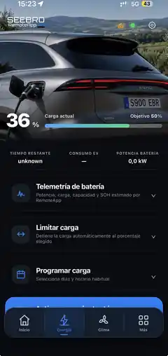 Pantalla de carga y telemetría de SEEBRO RemoteApp HA